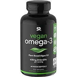 Vegan Omega-3 Fish Oil Alternative sourced from Algae Oil | Highest Levels of Vegan DHA & EPA Fatty Acids | Non-GMO Verified & Vegan Certified - 60 Veggie Softgels Carrageenan Free