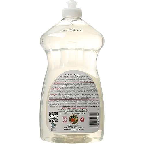 Earth Friendly Products ECOS Dishmate, Liquid Dishwashing Cleaner, Natural Grapefruit, 25 Ounces Pack of 12