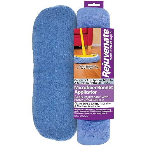 Rejuvenate Applicators Fits Standard 9” Sponge Head-Washable and Reusable Microfiber Mop Bonnets – Pack of 1Package May Vary, 1, Blue