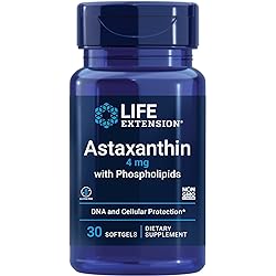 Life Extension Astaxanthin with Phospholipids 4 mg - For Eye & Heart Health Metabolic & Cardiovascular Health - Supports Inflammatory & Immune Response - Gluten Free, Non-GMO - 30 Softgels