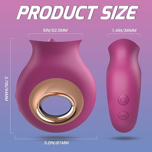 Rose Vibrator, Clitoral Licking Tongue Vibrator, PHANXY 2 in 1 Licking & Vibrating Nipples Clitoral Stimulator with 9 modes for Quick Orgasm, Rechargeable & Waterproof Adult Sex Toys for Women Couples