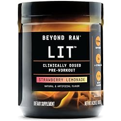 Beyond Raw LIT | Clinically Dosed Pre-Workout Powder | Contains Caffeine, L-Citruline, and Beta-Alanine, Nitrix Oxide and Preworkout Supplement | Strawberry Lemonade | 30 Servings