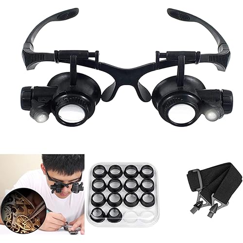 Magnifying Glasses with LED Light, LXIANGN Jeweler Loupe Watch Repair Magnifier with 8 Interchangeable Lens-2.5X 4X 6X 8X 10x 15x 20x 25x for Close Work