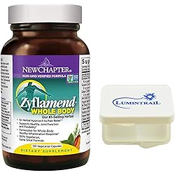 New Chapter Zyflamend Whole Body Joint Supplement, Herbal Pain and Inflammation Relief - 120 Vegetarian Capsules Bundle with a Lumintrail Pill Case