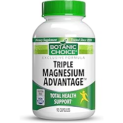 Botanic Choice – Triple Magnesium Advantage, Magnesium Triple Complex for Nerve and Heart Health, Easy to Swallow Magnesium Blend Capsules for Digestive and Muscular Health