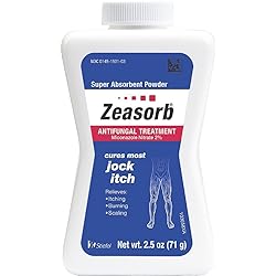 Zeasorb-AF Super Absorbent Antifungal Treatment Powder for Jock Itch 2.5 oz Pack of 2