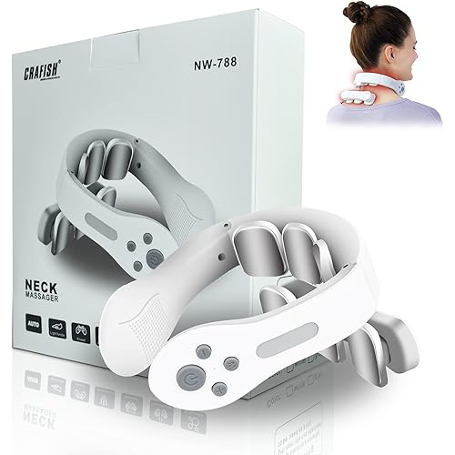 Neck Massager with Heat, Wireless Smart Neck Massager for Pain Relief, Deep Tissue Massager for Home, Office, Outdoor, Suit for Dad, Mom, Friends, Classmate Gift White
