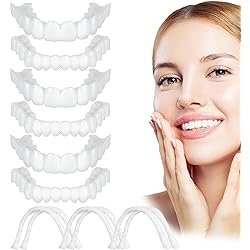 Fake Teeth-6 PCS Dentures Teeth for Women and Men-Dental Veneers for Temporary Teeth Restoration-Nature and Comfortable to Protect Your Teeth and Regain Confident Smile-Natural Shade-A