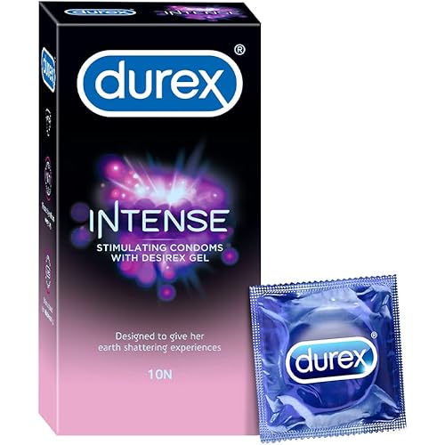 Durex Intense Condoms for her - 10 Count | Dotted and Ribbed Condom with Desirex Gel