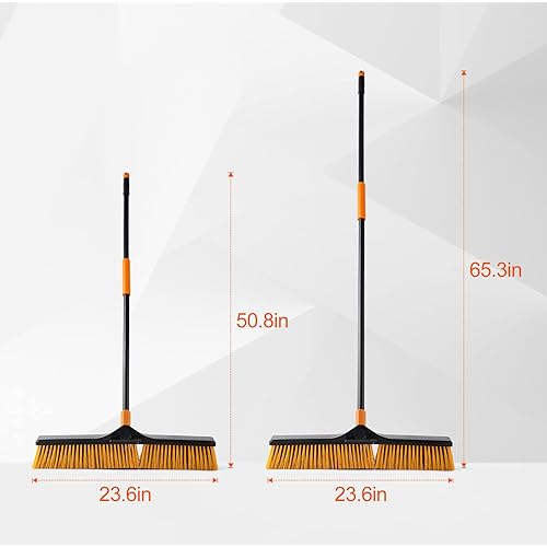 CLEANHOME 24” Push Broom Outdoor for Floor Cleaning with 65” Long Handle and Stiff Bristles, Heavy Duty Broom Brush for Shop, Deck, Garage, Concrete Sweeping