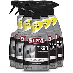Weiman Stainless Steel Cleaner and Polish - 22 Ounce [6 Pack] - Protects Appliances from Fingerprints and Leaves a Streak-Free Shine for Refrigerator Dishwasher Oven Grill etc