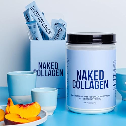 Naked Collagen Peptides Packets - 20 Collagen Stick Packs, Pasture-Raised, Grass-Fed Source - Paleo Friendly, Non-GMO, Keto, Gluten Free - Unflavored Powder