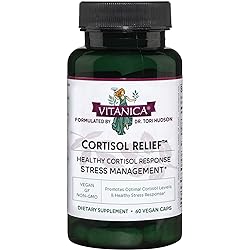 Vitanica Cortisol Relief, Dr. Formulated Sleep, Stress, Cortisol Manager Supplement, Vegan, 60 Capsules Cortisol Relief