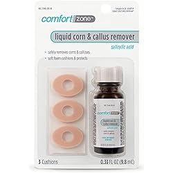 Comfort Zone Maximum Strength Liquid Corn & Callus Remover Treatment with Salicylic Acid, 0.33 Oz, 4 Piece Set
