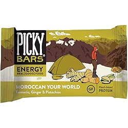 Picky Bars Real Food Energy Bars, Plant Based Protein, All-Natural, Gluten Free, Non-GMO, Non-Dairy, Moroccan Your World, Pack of 10