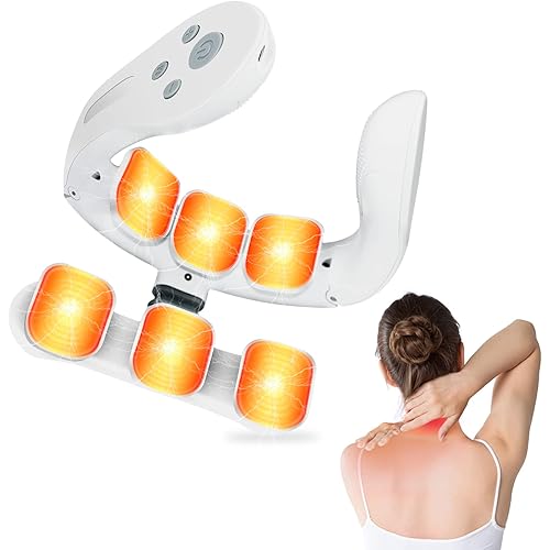 Neck Massager with Heat for Pain Relief, Electromagnetic Pulse Neck Massager, Suitable for Home, Office, Driving, Travel use Massage Instrument to Relax The Neck White