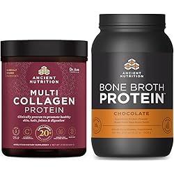 Multi Collagen Protein Powder, Unflavored, 60 Servings Bone Broth Protein Powder, Chocolate, 40 Servings by Ancient Nutrition