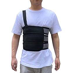 Rib Belt Chest Binder for Broken Injury Ribs, Elastic Rib Brace Compression Support to Reduce Rib Cage Pain, Breathable Chest Protector Wrap for Cracked, Fractured, Dislocated and Post-Surgery Ribs L 33 to 43