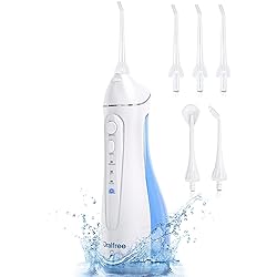 Water Dental Flosser Cordless for Teeth Cleaning - 4 Modes Oral Irrigator Braces Flossers Cleaner, Rechargeable Portable IPX7 Waterproof Powerful Battery for Travel Home