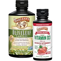 Barlean's Strawberry Milkshake with Vitamin D3 & All Natural Olive Leaf Complex Immune Support Bundle