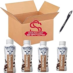 Fairlife Protein Shakes | CHOCOLATE FLAVOR | Nutrition Plan | High Protein | Sampler | 4 Pack - 11.5 oz Each Bottle | SAMEDAY SHIPPERS OFFERS FREE PEN