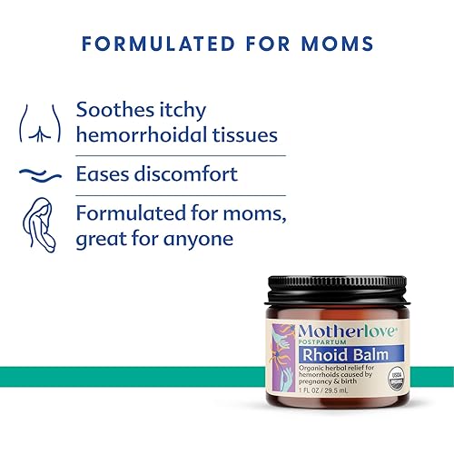 Motherlove Rhoid Balm 1 oz Organic Herbal Hemorrhoid Cream w Witch Hazel for Pregnancy & Postpartum—Non-GMO Ointment