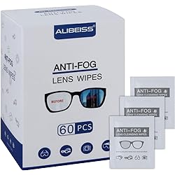 Alibeiss Anti-Fog Lens Wipes Pre-Moistened Anti-Fog Wipes,6" X 5",for Eye Glasses 60 Pack