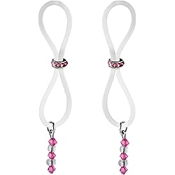 Bijoux De Nip Nipple Halos Pink Gem Slider Pink & Clear Beads Silicone Band, 1.5 Ounce