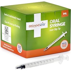 1ml Oral Syringe - 100 Pack – Luer Slip Tip, No Needle, Sterile Individually Blister Packed - Medicine Administration for Infants, Toddlers and Small Pets