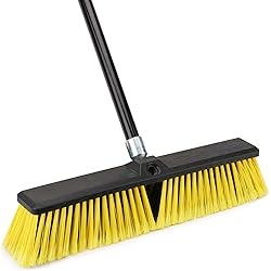 18 inches Push Broom Outdoor- Heavy Duty Broom with 63" Long Handle for Deck Driveway Garage Yard Patio Concrete Floor Cleaning