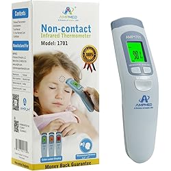 Amplim Non ContactNo Touch Forehead Thermometer for Adults, Kids, and Babies, Accurate Hospital Medical Grade Touchless Temporal Thermometer FSA HSA Approved, Serenity