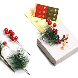 Riverbyland Christmas Gift Wrapping Artificial Pine Needles Berries