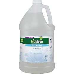 Biokleen Free & Clear Dish Liquid - 1 Gallon - Soap, Dishwashing, Eco-Friendly, Non-Toxic, Plant-Based, No Artificial Fragrance, Colors or Preservatives, Free & Clear, Unscented