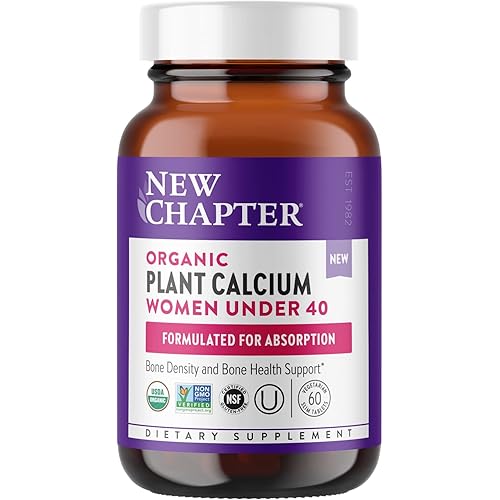 New Chapter Calcium Supplement – Organic Plant Calcium for Women Under 40, with Vitamin D3 for Absorption Vitamin K2 Magnesium, Vegetarian, Gluten Free - 60 Count