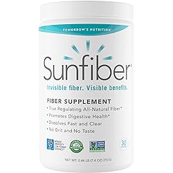 Tomorrow's Nutrition, SunFiber, Soluble Prebiotic Fiber Support for Digestive Wellness with Guar Gum, Vegan, 30 Servings 7.4 oz