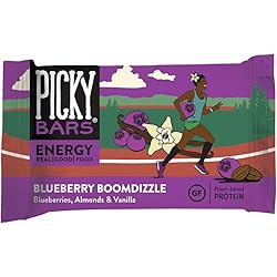 Picky Bars Real Food Energy Bars, Plant Based Protein, All-Natural, Gluten Free, Non-GMO, Non-Dairy, Blueberry Boomdizzle, Pack of 10