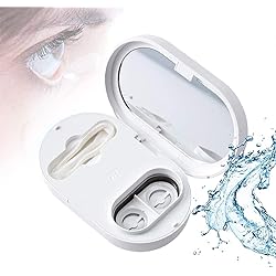 Contact Lens Cleaner Machine, Ultrasonic Contact Lens Cleaner, Mini Ultrasonic Cleaner 56000hz, Tear Protein Removal, USB Rechargeable with Beauty Mirror
