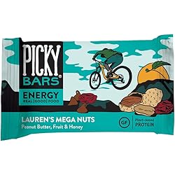 Picky Bars Real Food Energy Bars, Plant Based Protein, All-Natural, Gluten Free, Non-GMO, Non-Dairy, Lauren's Mega Nuts, Pack of 10