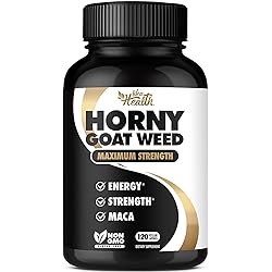 Horny Goat Weed 1275 mg MAX STRENGTH w Maca 2 Month Supply - Energy & Performance Complex for Men and Women | 120 Vegan Capsules