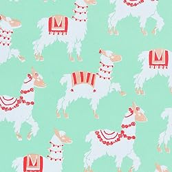 Gift Wrap - Llamas - Mint GreenWhite