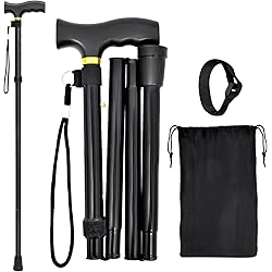 Tyimble Folding Walking Cane - Lightweight, Adjustable, Anti-Slip, Portable, with Storage Bag and Strap, Suitable for Men, Women, and The Elderly