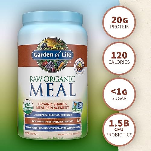 Garden of Life Vegan Protein Powder - Raw Organic Meal Replacement Shakes - Vanilla Chai - Pea Protein, Greens and Probiotics for Women and Men, Plant Based Dairy Free All in One Shake, 28 Servings