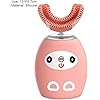 Electric Toothbrush with U-Shaped Toothbrush, Whitening Massage Toothbrush, 1 Set Electric Toothbrush Cartoon Shape 360 Degrees Cleaning 3 Modes Kids Automatic Ultrasonic Toothbrush - Pink A
