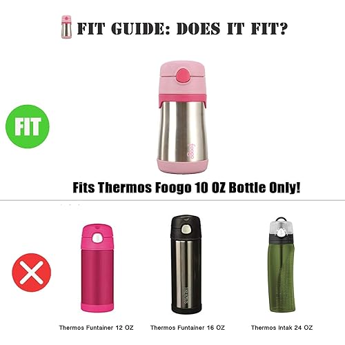2 PCS Replacement Straws for 10 OZ THERMOS FOOGO Bottles Model BS535, BPA-FREE THERMOS Replacement Parts for FOOGO 10 oz, Included 4 Pcs THERMOS Straw Replacement