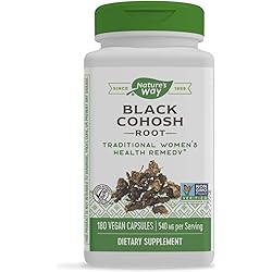 Nature's Way Black Cohosh Root, Traditional Health Remedy for Menopause Management, Non-GMO Project Verified, Gluten Free, 540 mg, 180 Vegan Capsules