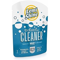 Lemi Shine Natural Dishwasher Cleaner - Dishwasher Cleaner and Deodorizer Powered by Citric Acid and a Natural Fresh Lemon Scent 1 Count