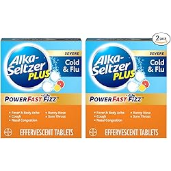 Alka-Seltzer Plus Severe Cold & Flu Powerfast Fizz Citrus Effervescent Tablets Twinpack, 2x20ct, 40 Count