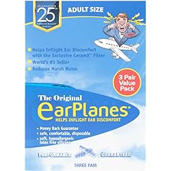 New Super Soft Adult EarPlanes® Ear Plugs Airplane Travel Ear Protection 3 Pair