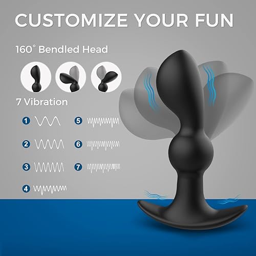 Poseable Anal Vibrator - SEXY SLAVE Logan Butt Plug with Adjustable Head, 10 Vibration Remote Waterproof Prostate Massager, Anal Sex Toys for Men, Women