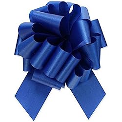 Berwick Offray 2.5'' Wide Ribbon Pull Bow, 8'' Diameter with 20 Loops, Royal Blue